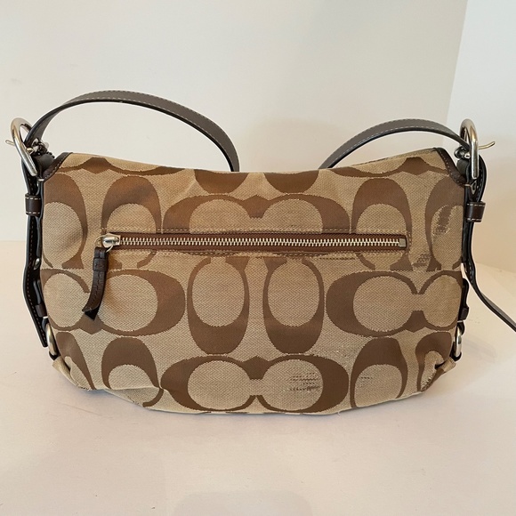 Coach Khaki Signature Canvas Convertible Flap Duffle Shoulder Crossbody Bag - Picture 6 of 16